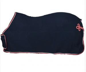 Horse Guard Fleecetäcke med bogplatta och svans fläta - Marin med Röd/Vit passpoal