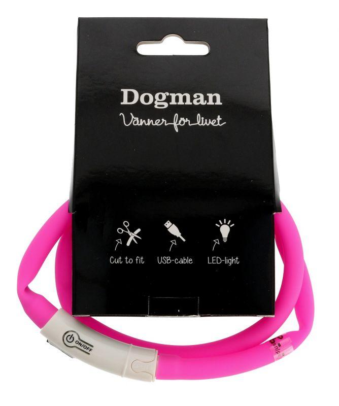 Dogman Blinkhalsband Hund LED Rosa 20-65cm