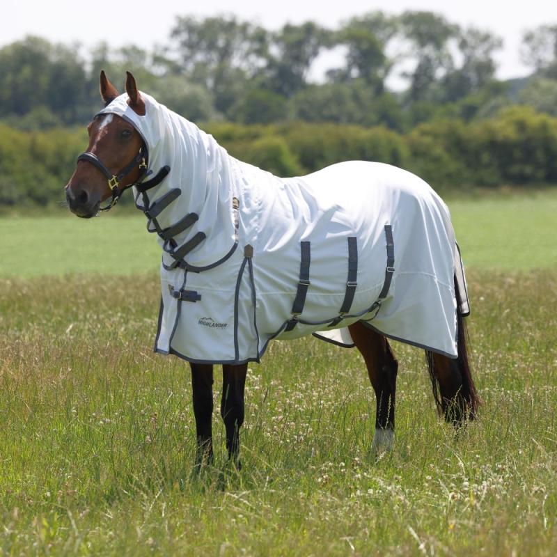 Shires Highlander Plus Eksem- och Flugtäcke, White/Air Force