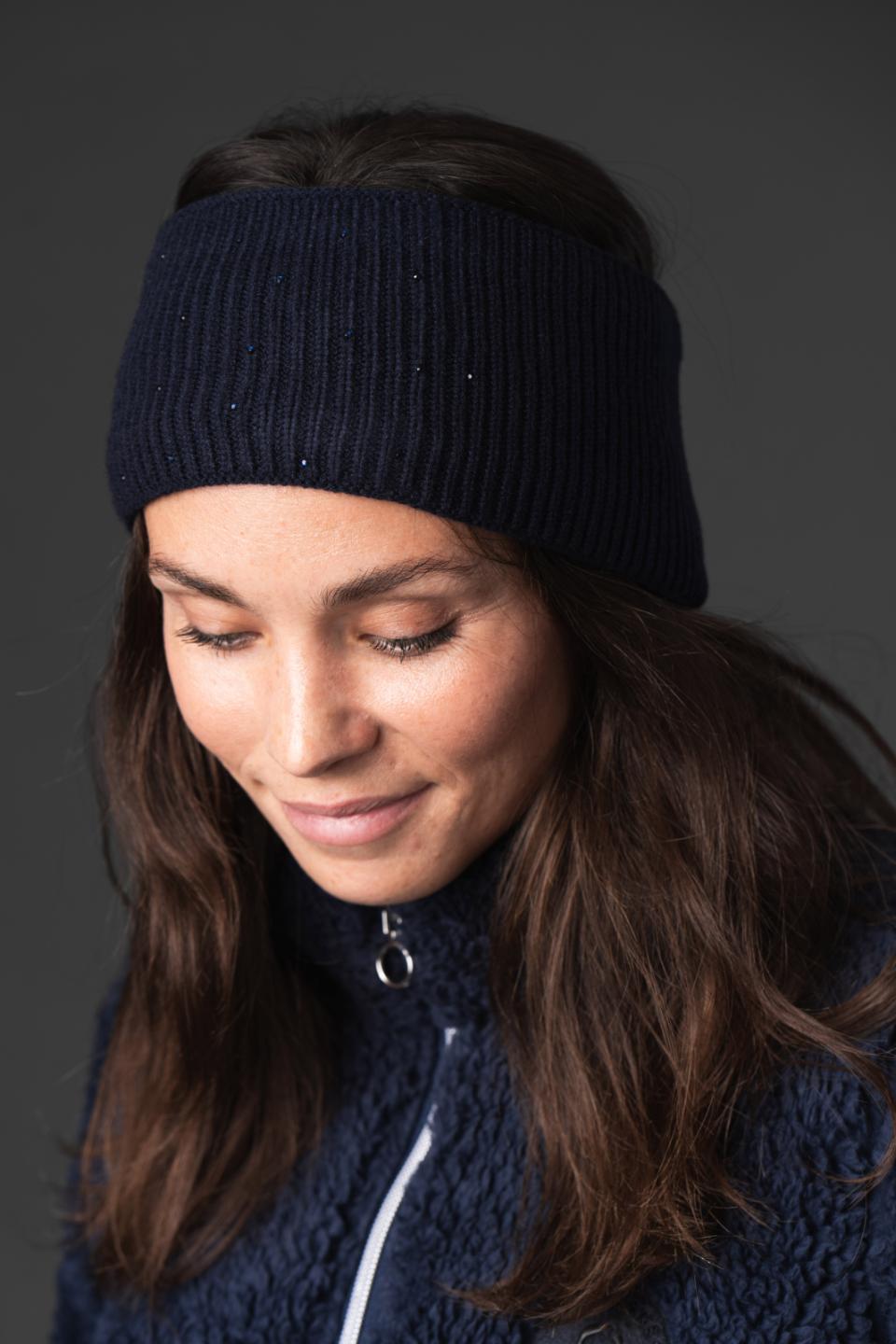 Equipage Vaina Stickat Pannband Glittrigt Navy