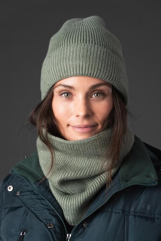 Equipage Vaino Ribbmössa Glittrig Granite Green