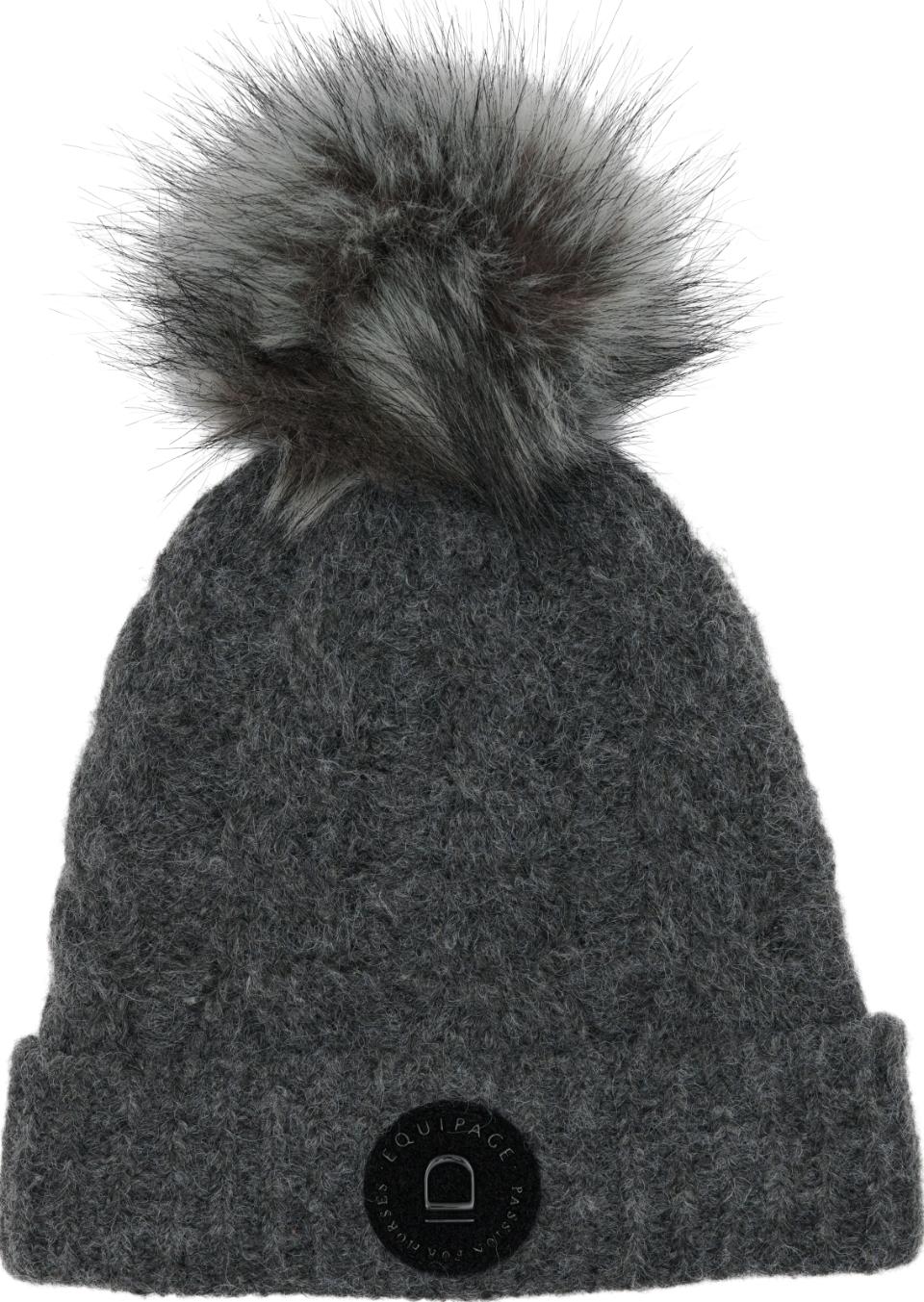 Equipage Vasili stickad mössa med Pompom Asphalt