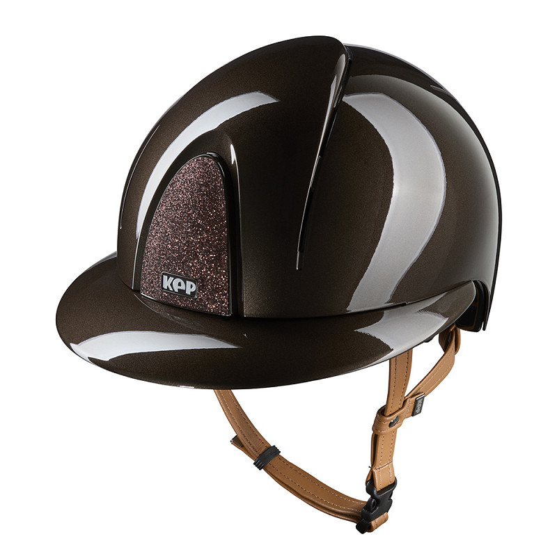 KEP Nova Ridhjälm Polo Metal Polish Brun/Star Brun Beige Chinstrap Inkl liner