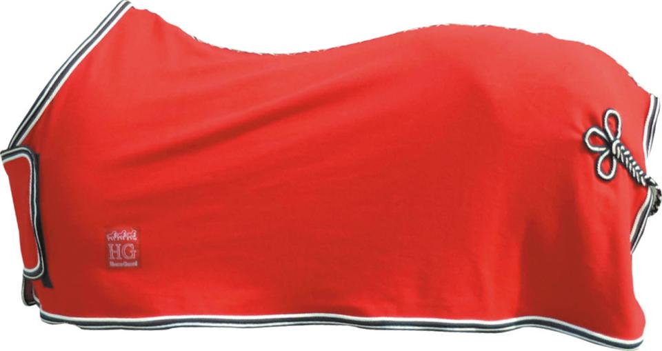 Horse Guard Fleecetäcke med bogplatta och svansfläta - Röd med svart/vit passpoal