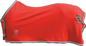 Horse Guard Fleecetäcke med bogplatta och svansfläta - Röd med svart/vit passpoal