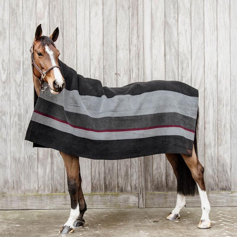 Kentucky Heavy Fleece Rug Square Stripes Black/Grey