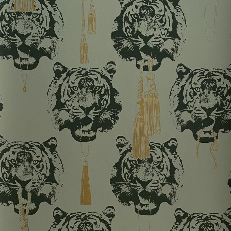 Studio Lisa Bengtsson design exclusive wallpaper high quality pattern tiger green. Made in Sweden