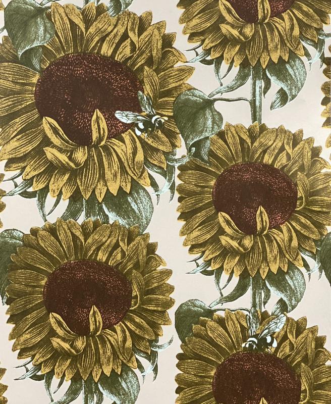 Studio Lisa Bengtsson design exclusive wallpaper high quality sunflower beige yellow.  Made in Sweden