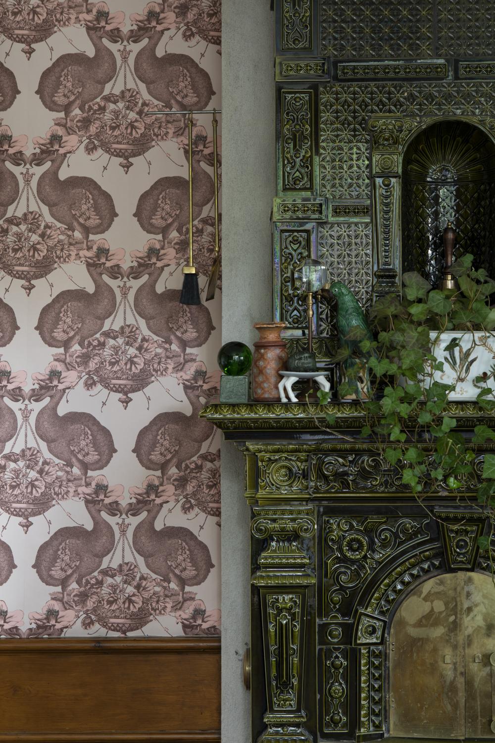Wallpaper pink, purple dodo design by Studio Lisa Bengtsson