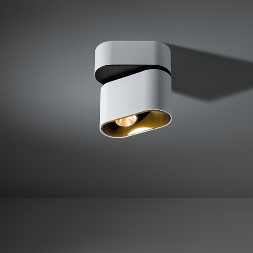 Modular Duell surface LED 2700K flood 1-10V/pushdim GI black struc - gold