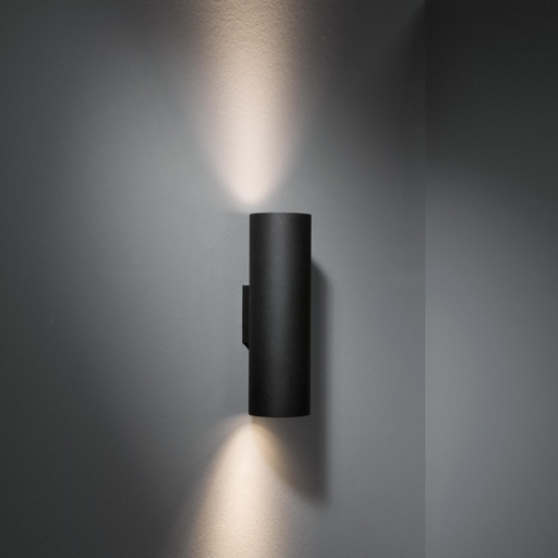 Modular Lotis tubed wall 2x LED retrofit 2700K white struc - black