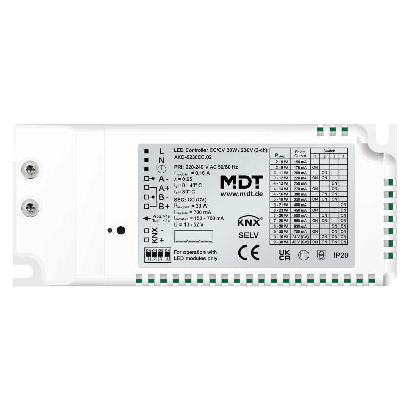 MDT KNX LED Driver 2-kan CC/CV 30W