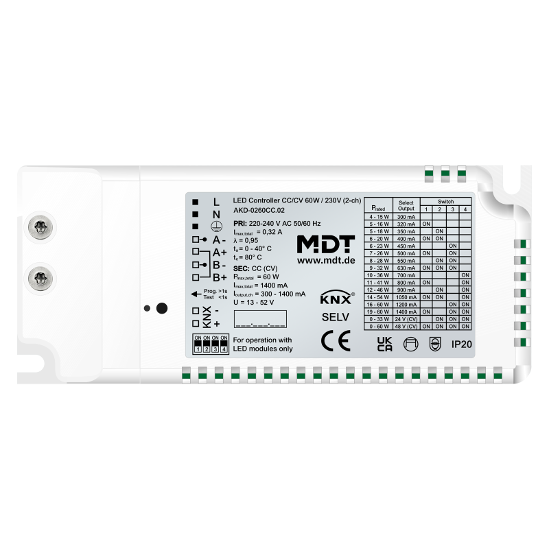 MDT KNX LED Driver 2-kan CC/CV 60W