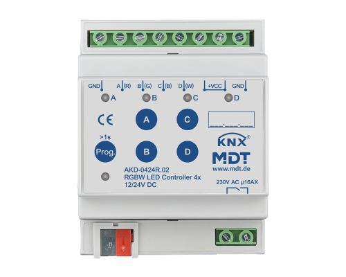 MDT Dimmeraktor 4-kan 12-24V DC LED RGBW + Relä