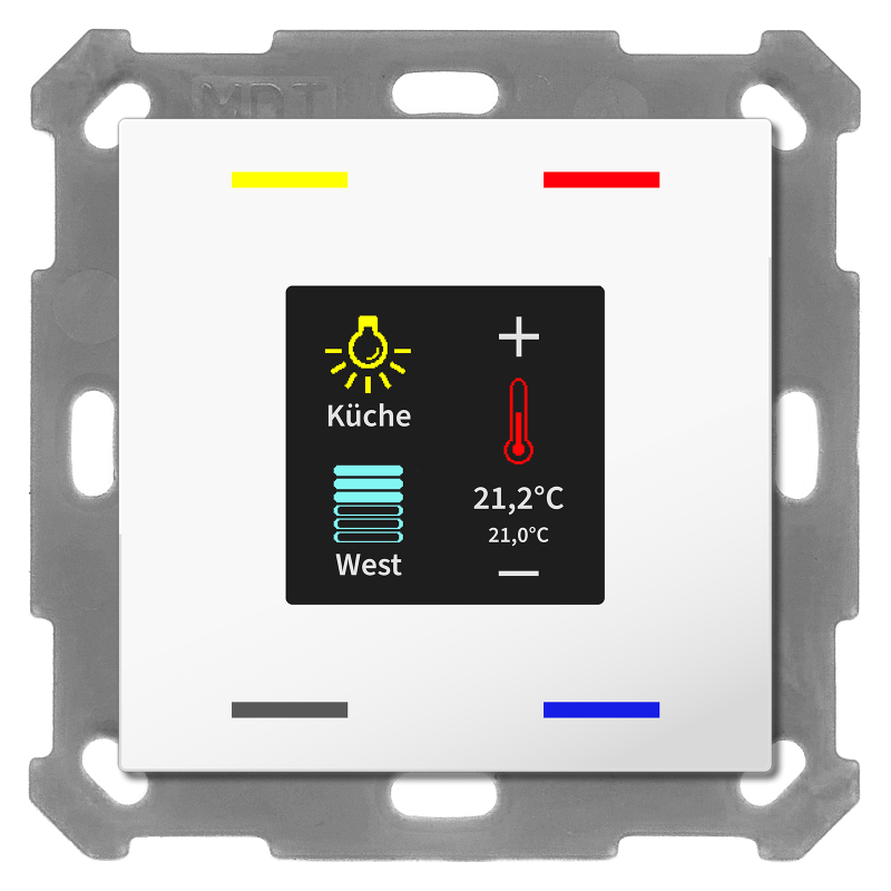 MDT Push Button Smart 55 4-kn Display Vit blank + temp/luftfuktighet