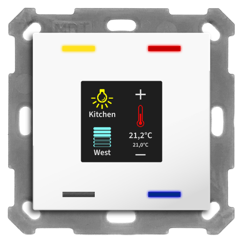 MDT Push Button Smart 55 4-kn Display Vit blank + temp/luftfuktighet