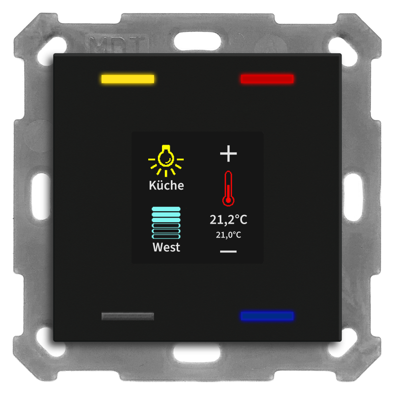 MDT Push Button Smart 55 4-kn Display Svart matt + temp/luftfuktighet