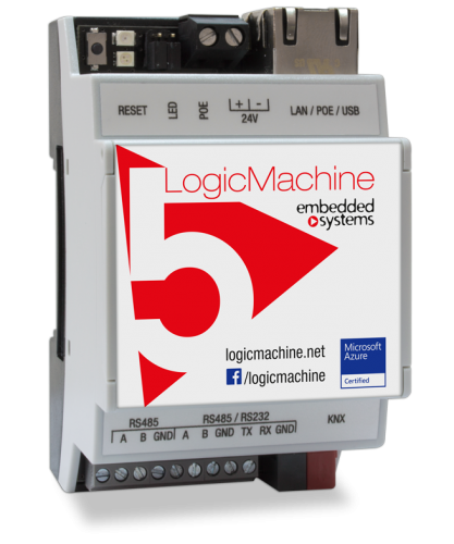 Embedded systems LogicMachine5 Lite Power CANx with CAN FT, ModBus, BacNet, KNXnet/IP, 1 x RS-485, 1 x RS-485/RS-232, PoE