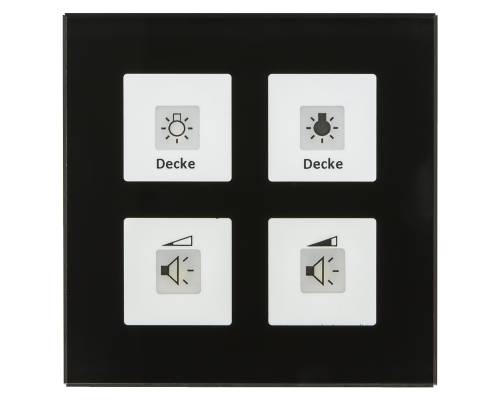 MDT KNX RF Tryckknapp Push Button Plus 4-kn + 2UT Svart glas