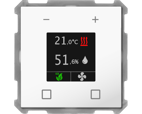 MDT Rumstermostat Smart 63mm Färgdisplay Vit blank