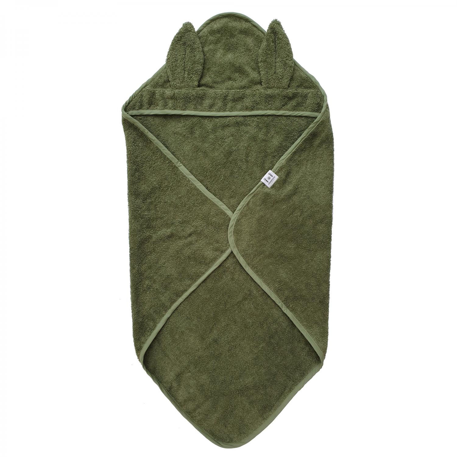 Hooded towel rabbit green