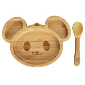 Kids bamboo tableware mouse ochre