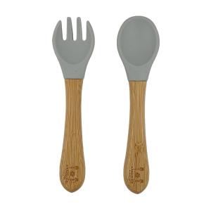 Sked och gaffel bambu silver grey