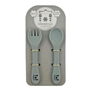 Sked och gaffel silikon silver grey SV