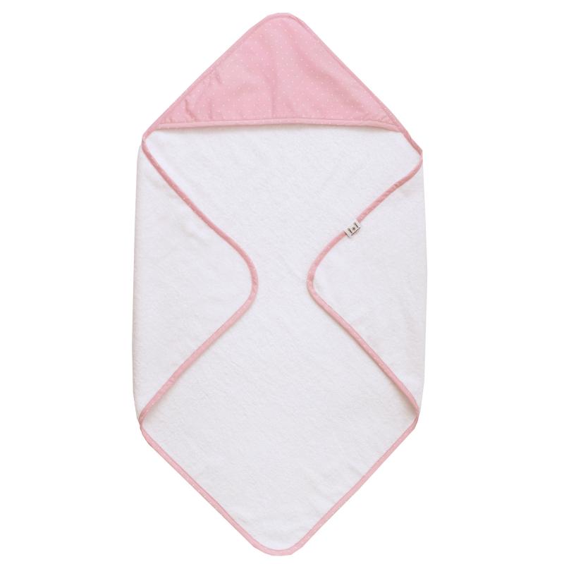 Hooded towel soft pink dotty