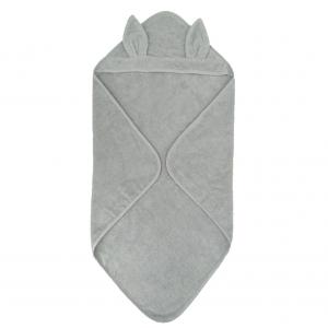 Hooded towel rabbit silver grey GOTS