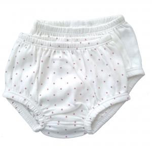 Bloomers pack of 2 white/pink dotty 0-3