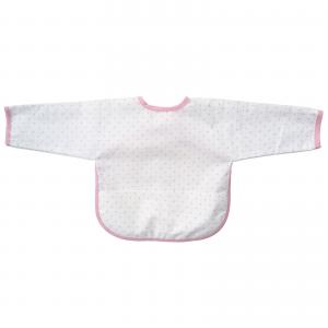 Bib with sleeves white/pink dotty