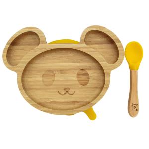 Kids bamboo tableware mouse yellow