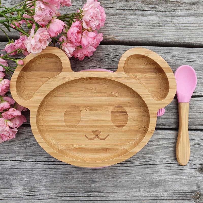 Bamboo tableware mouse pink