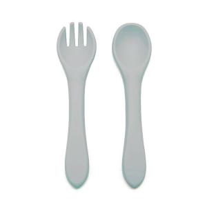 Sked och gaffel silikon silver grey
