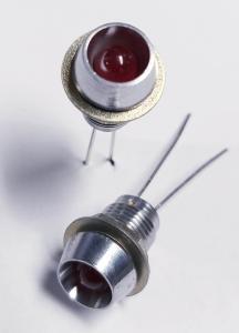 Röd 5mm LED med metallhållare, Rött sken 