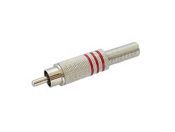 RCA för kabel, metall hane nickel/röd