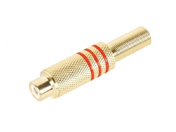 RCA för kabel, metall hona guld/röd