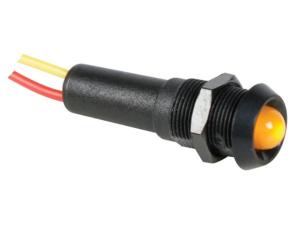 Led 12V Gul lampa med sladd , Svart ring