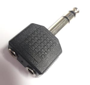 Teleplugg Adapter, 2 x 3,5mm Hon till 6,35mm Han