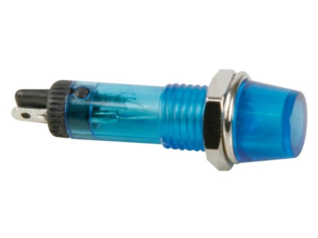 Kontrollampa 220 V, Blå Rund 8,2mm