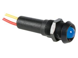 Led 12V Blå lampa med sladd , Svart ring