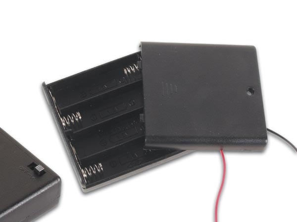Batterihållare för 4 x R6 (AA) med switch