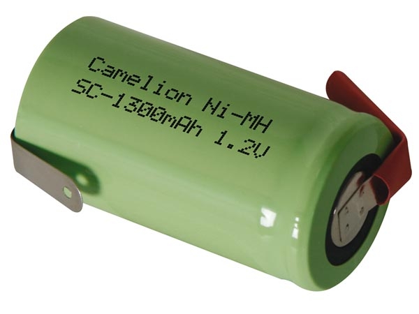Batteri med lödfanor i motsatt riktining 1.2 V - 1.3 Ah NiMH