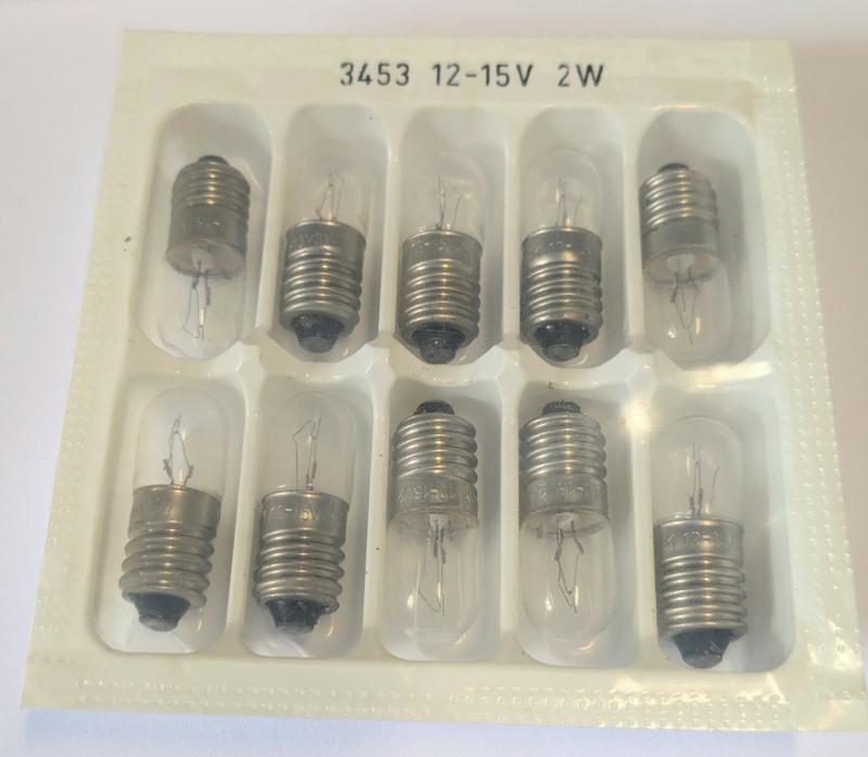 Glödlampa E10 12-15V 2W 3453 10Pack