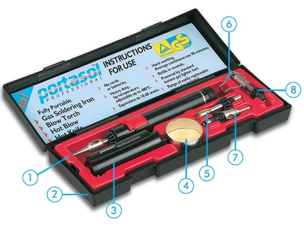 Gaslödkolv set med gas drift Portasol 10-60W