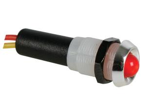 Led 24V Röd lampa med sladd, cromad ring