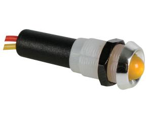 Led 24V Gul lampa med sladd, cromad ring