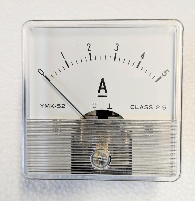 Analogt panelinstrument 5A 60 x 60 x 35 mm YMK-52  NOS