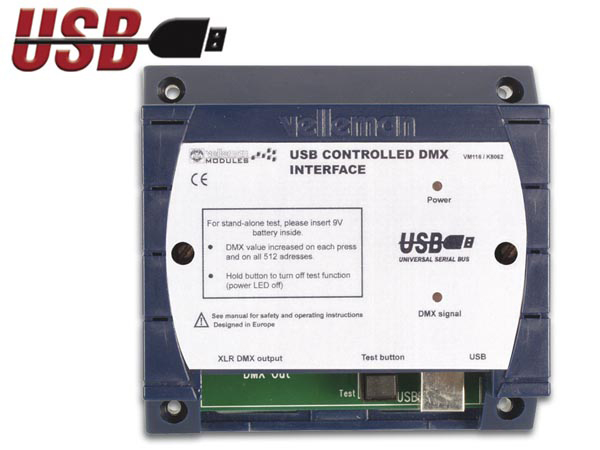 DMX interface, USB Kontrollerat. 
